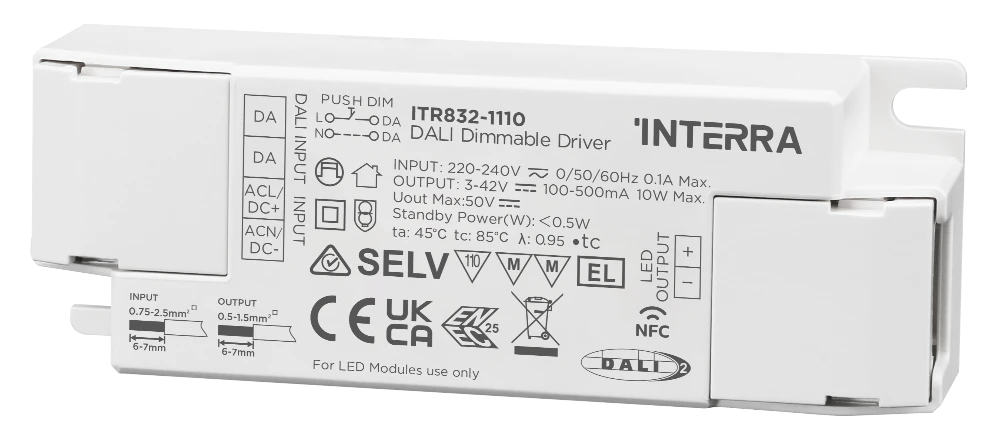 10W NFC Programlanabilir DALI-2 LED Sürücü (100-500 mA)